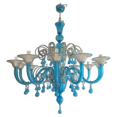 Magnificent Late 20th Century Blue Murano Glass Chandelier (1 of 2)