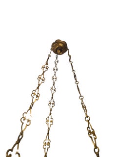 19th Century French Neo-Gothic Brass Candle Chandelier with Enamel