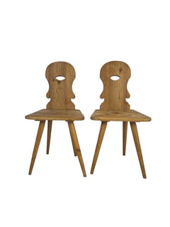 Pair of Rustic Austrian Softwood Peasant Chairs / Farmhouse Chairs, circa 1800
