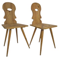 Pair of Rustic Austrian Softwood Peasant Chairs / Farmhouse Chairs, circa 1800