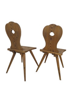 Pair of Rustic Austrian Softwood Peasant Chairs, circa 1800