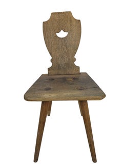 Sedia contadina austriaca del XIX secolo in legno massello, dal fascino rustico