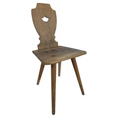 19th Century Austrian Hardwood Peasant Chair with rustic charme