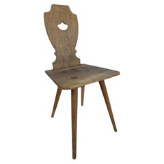 19th Century Austrian Hardwood Peasant Chair with rustic charme