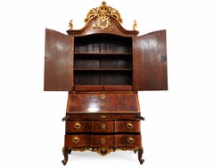 Masterful Copenhagen Walnut Bureau Cabinet, Circa 1745, Attr. Ortmann