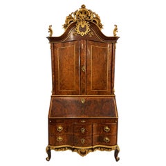 Masterful Copenhagen Walnut Bureau Cabinet, Circa 1745, Attr. Ortmann