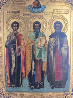Russian Icon of Saints Boniface, Blaise and Moses, circa 1900