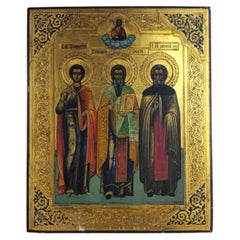 Russian Icon of Saints Boniface, Blaise and Moses, circa 1900