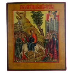 Icono ruso de la Entrada en Jerusalén (Domingo de Ramos), siglo XIX