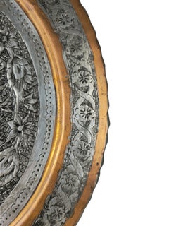 Persian Copper Display Charger with Birds and Flowers, circa 1900