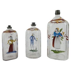 Three South German Enamel Spirit Bottles, c. 1750