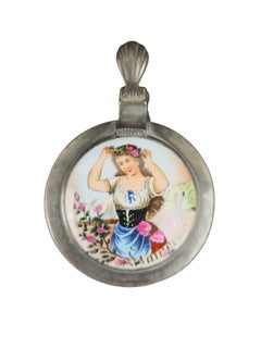 South German Glass Beer Stein, Waiderose Lid, c. 1860