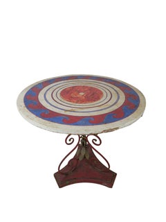French Garden Table, Painted Top, Iron/wood base, c. 1900