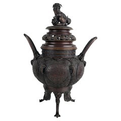 Chinese Bronze Censer with Foo Lion Finial, 19th Century