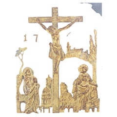 German Baroque Cast-Iron Stove Plate, Crucifixion, Dated 1760