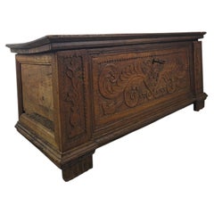 Italian Walnut Chest Carved with Grapes, Dated 1799