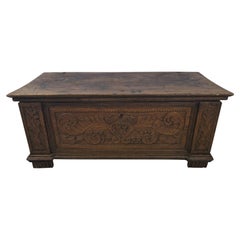 Italian Walnut Chest Carved with Grapes, Dated 1799