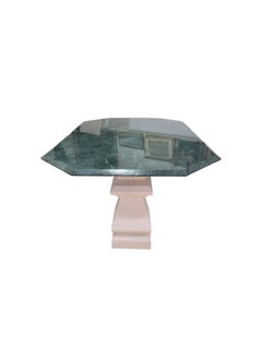 Large Green Marble Dining Table on Twin Pedestals, circa 1980
