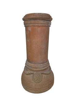 Pair of Large Italian Terracotta Planter Columns with Crowned Bull Heads