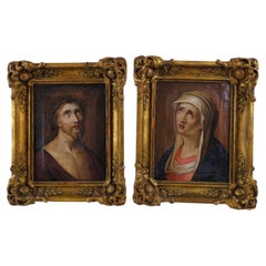 Pair of 18th-Century German Paintings, Christ and the Sorrowful Virgin