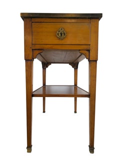 Jugendstil Cherrywood Side Table with Marble Top and Pull-Out Shelf, circa 1900