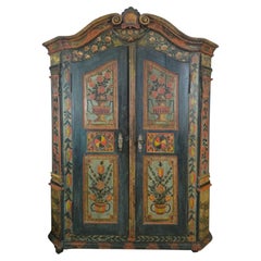 Splendid Floral Painted Wedding Cabinet Dated 1795, Upper Austria