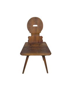 Schweizer Brettstuhl aus Kirschholz mit runder Rückenlehne, um 1800