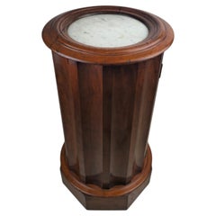 Original Biedermeier Nutwood Drum Cabinet with Marble Top
