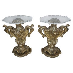 Pair of Monumental German Baroque Carved Wood Vases as Tables