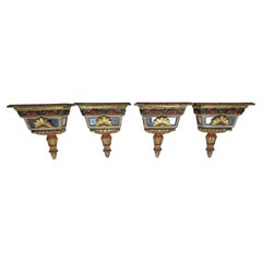 Set of Four Venetian Polychrome Wall Consoles, 18th Century