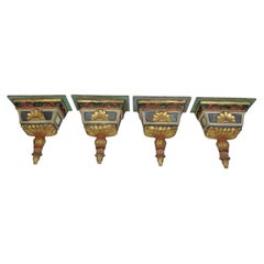 Set of Four Venetian Polychrome Wall Consoles, 18th Century