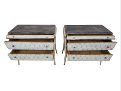 Pair of Italian Bombe Commodes with Beautifully painted Finish