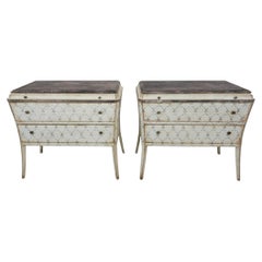 Pair of Italian Bombe Commodes with Beautifully painted Finish