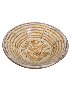 Monumental Spanish Ceramic Bowl with Yellow Painted Decoration, Diameter 60cm