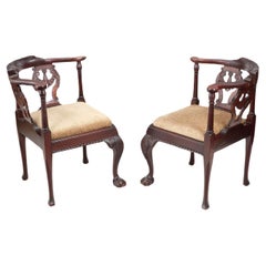 Antique Pair 19th Century Mahogany Corner Chairs