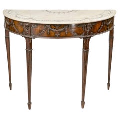 Table console demi-lune irlandaise en acajou de style George III, début du XIXe siècle