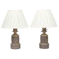 Late 19th Century Neoclssical Pair of Brass Table Lamps