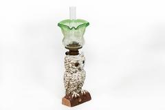 19th Century Victorian Oil or Paraffin Lamp in the Form of a Large Ceramic Owl