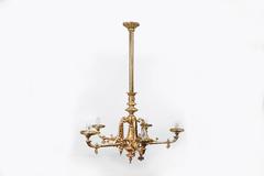 Early 20th Century Edwardian Four Branch Brass Gasolier