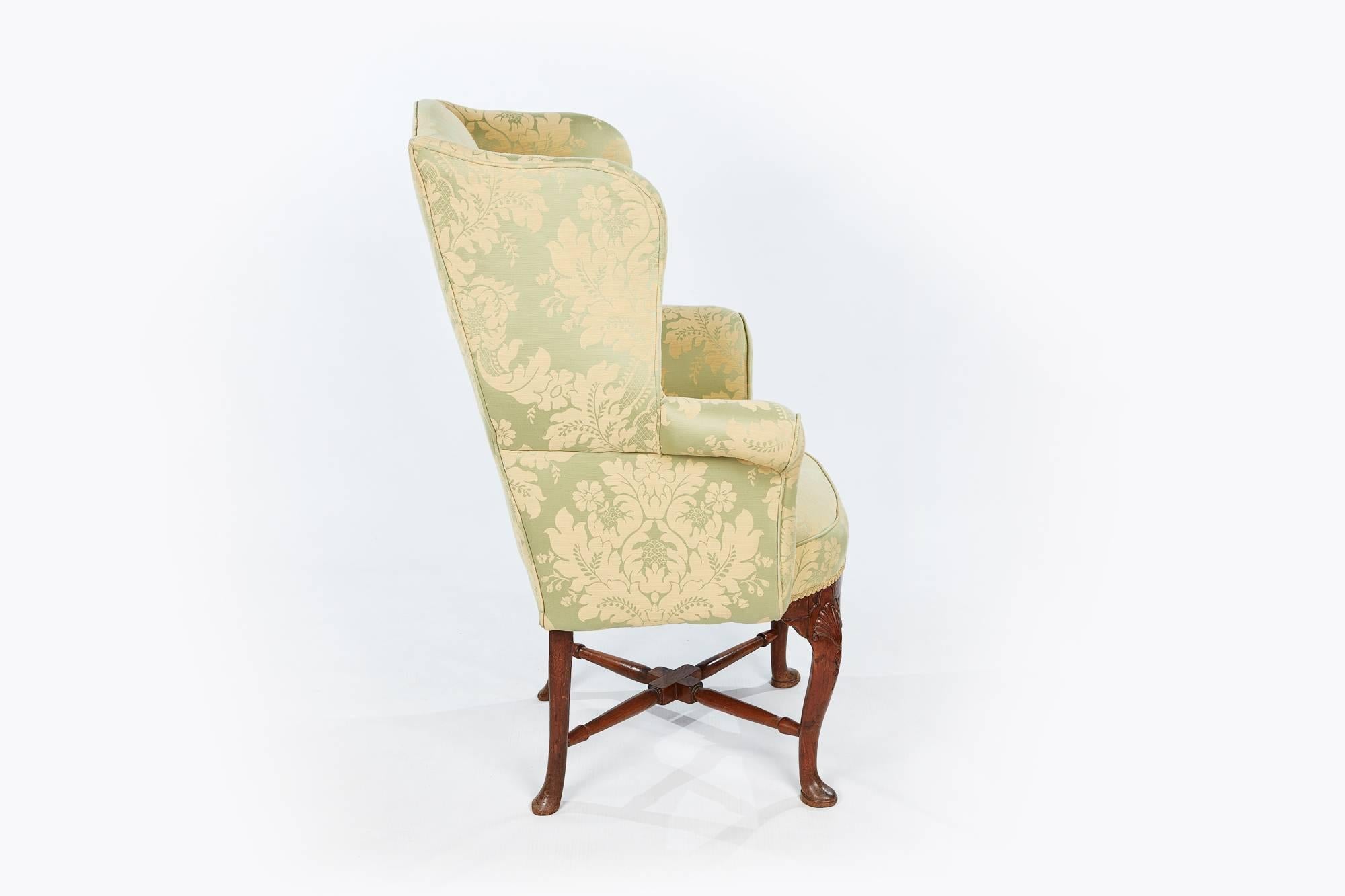 18th Century Mahogany Fully Upholstered Wing Chair In Excellent Condition For Sale In Dublin 8, IE