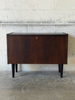 Vintage Danish Rosewood Cabinet by PS System MCM Drop-Front Storage Bar 1960s