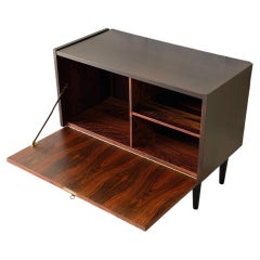 Vintage Danish Rosewood Cabinet by PS System MCM Drop-Front Storage Bar 1960s