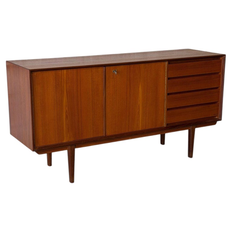 S. Anders Teak Sideboard Credenza with Tapered Legs Crafted in Norway MCM 1960s