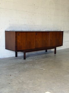 Rosewood Sideboard Long Sliding Door Credenza Denmark Mid-Century Modern 1960s