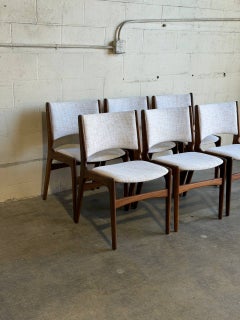 Sedie da pranzo in palissandro di Erik Buch, imbottite, stile MCM, set da 6, Danimarca, anni ’60