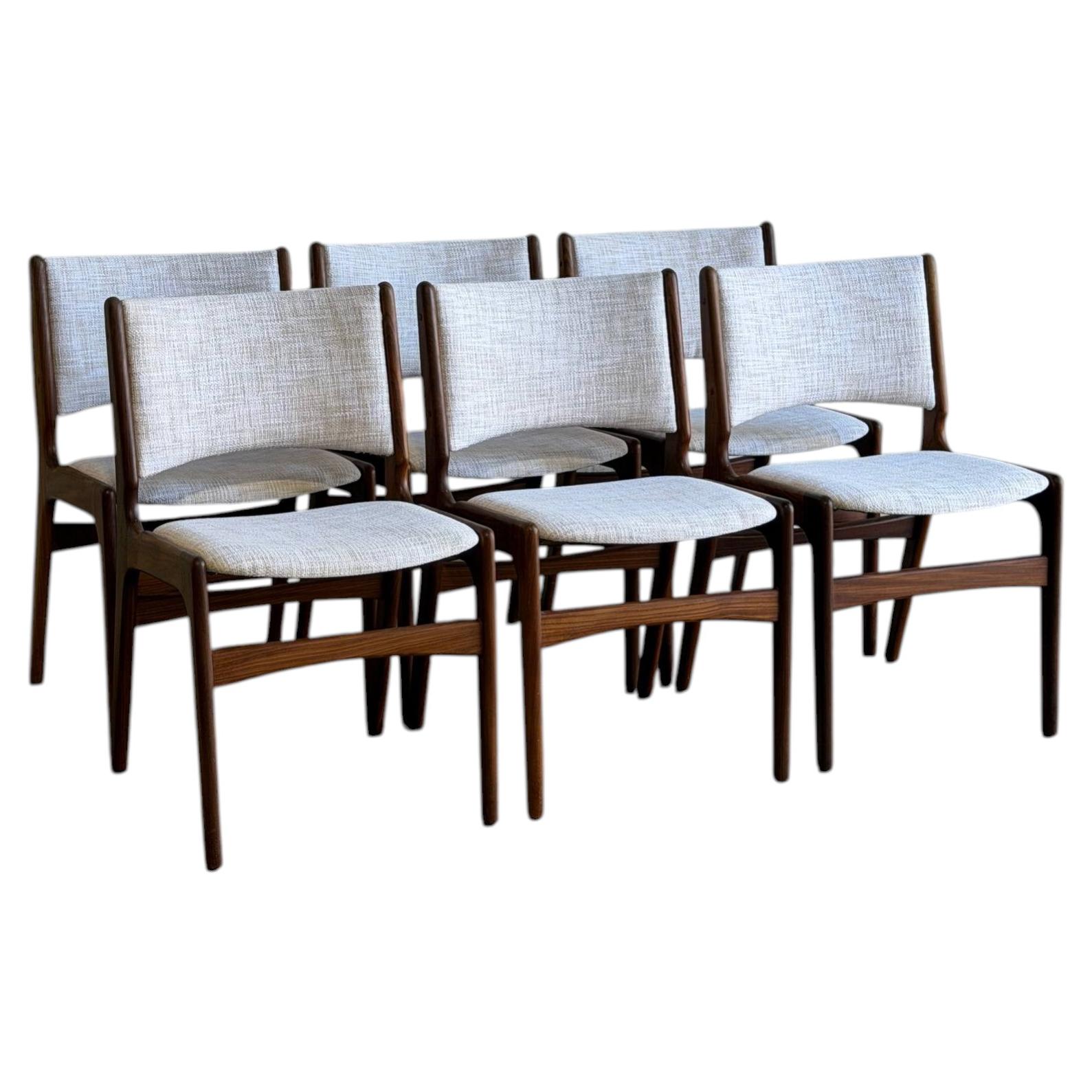 Rosewood Dining Chairs by Erik Buch Upholstered MCM Set of 6 Denmark 1960s