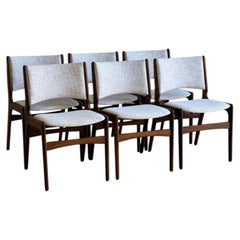 Sedie da pranzo in palissandro di Erik Buch, imbottite, stile MCM, set da 6, Danimarca, anni ’60