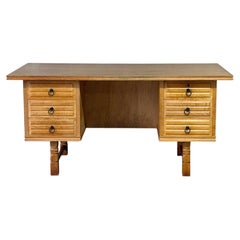 Henning Kjaernulf Oak Executive Desk with 6 Drawers MCM Denmark 1960s