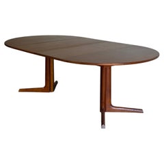 Expandable Oval Teak Dining Table with Leaf Danish Mid-Century Modern