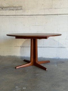 Expandable Oval Teak Dining Table with Leaf Danish Mid-Century Modern